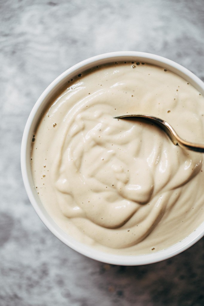 5 Minute Cashew Sauce - just four easy ingredients: cashews, garlic, salt, and water! Perfect base sauce recipe for pasta, dips, or cheesy sauce alternatives. Vegan. | pinchofyum.com