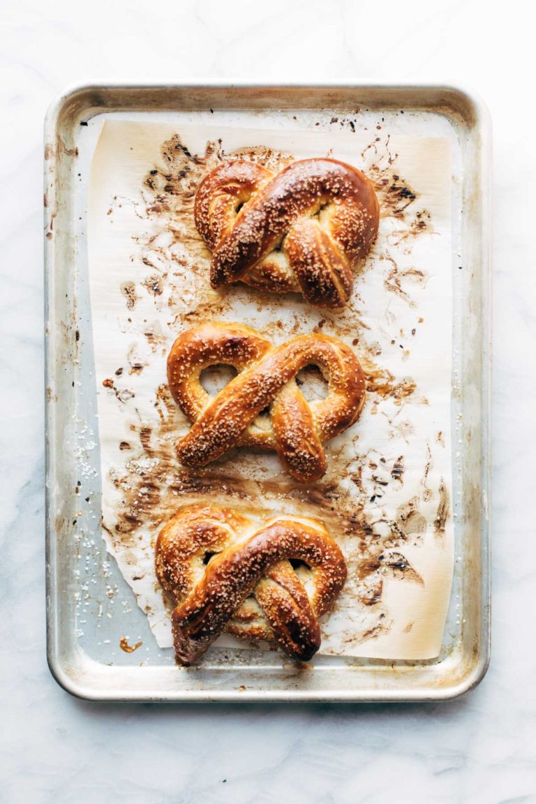 Baked Soft Pretzels on pan