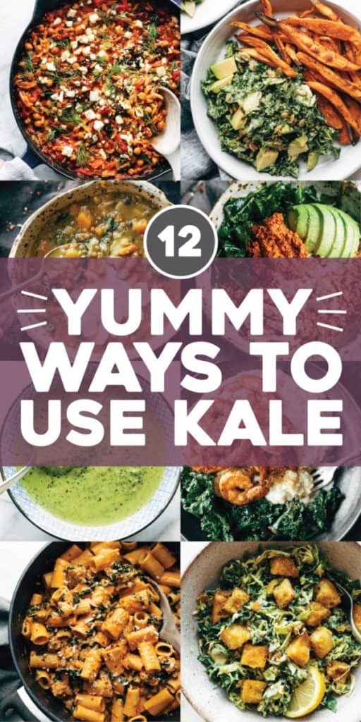 photo of a kale salad with avocado